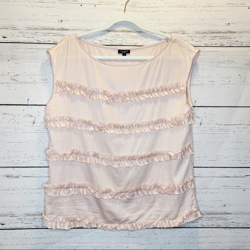 🛍TALBOTS SHORT SLEEVES BLOUSE PINK WITH RUFFLES